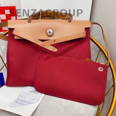 Hermès Herbag 31 Red Silver Hardware Shoulder Bag Women's Classic