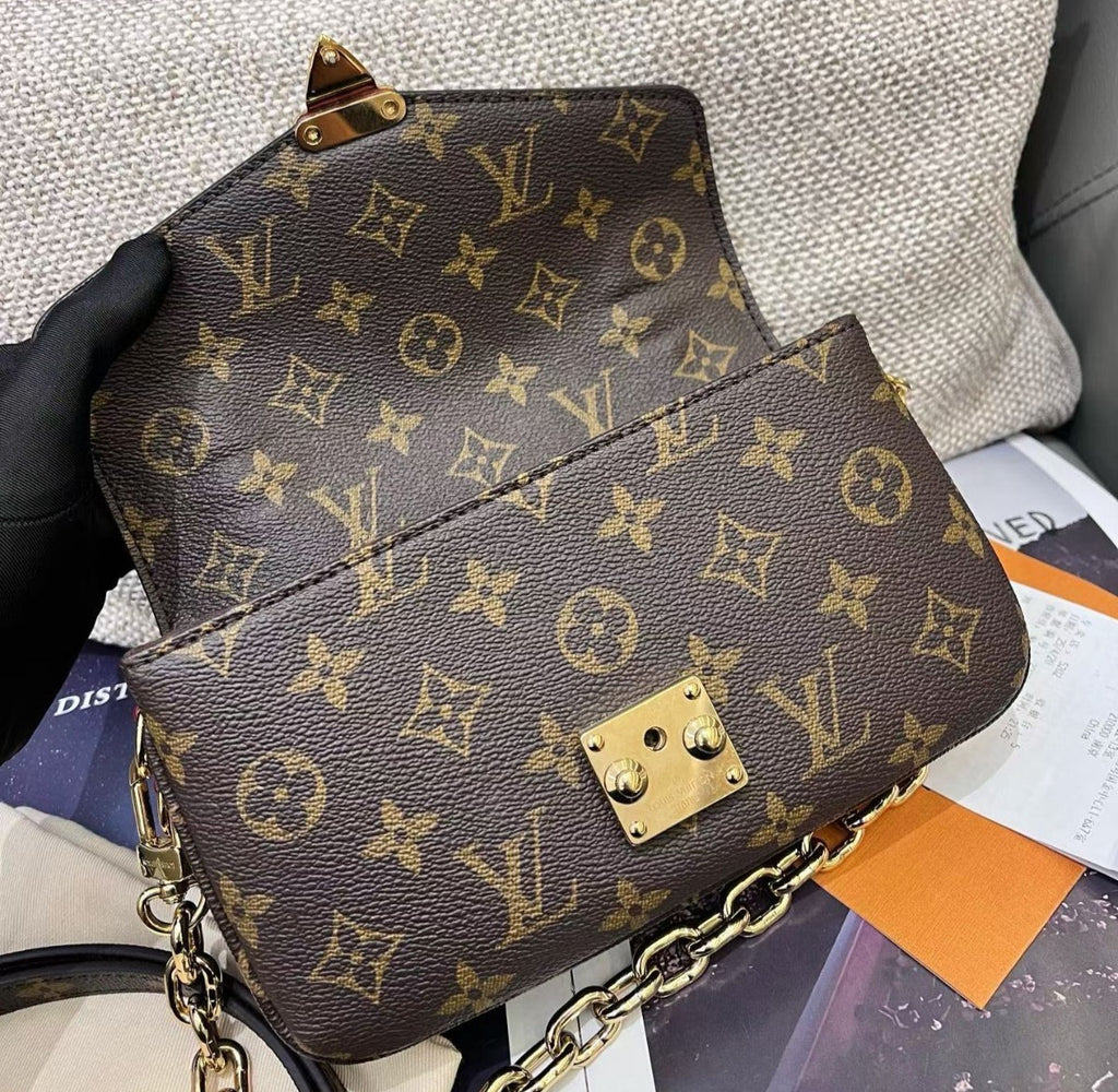Louis Vuitton Metis East West Monogram Chain Shoulder Bag Crossbody Brown Women
