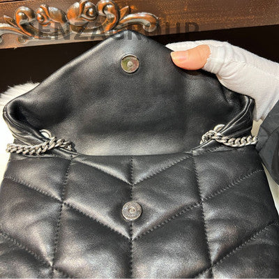 YSL Saint Laurent Mini LouLou Puffer Bag Black Silver Chain Shoulder Bag