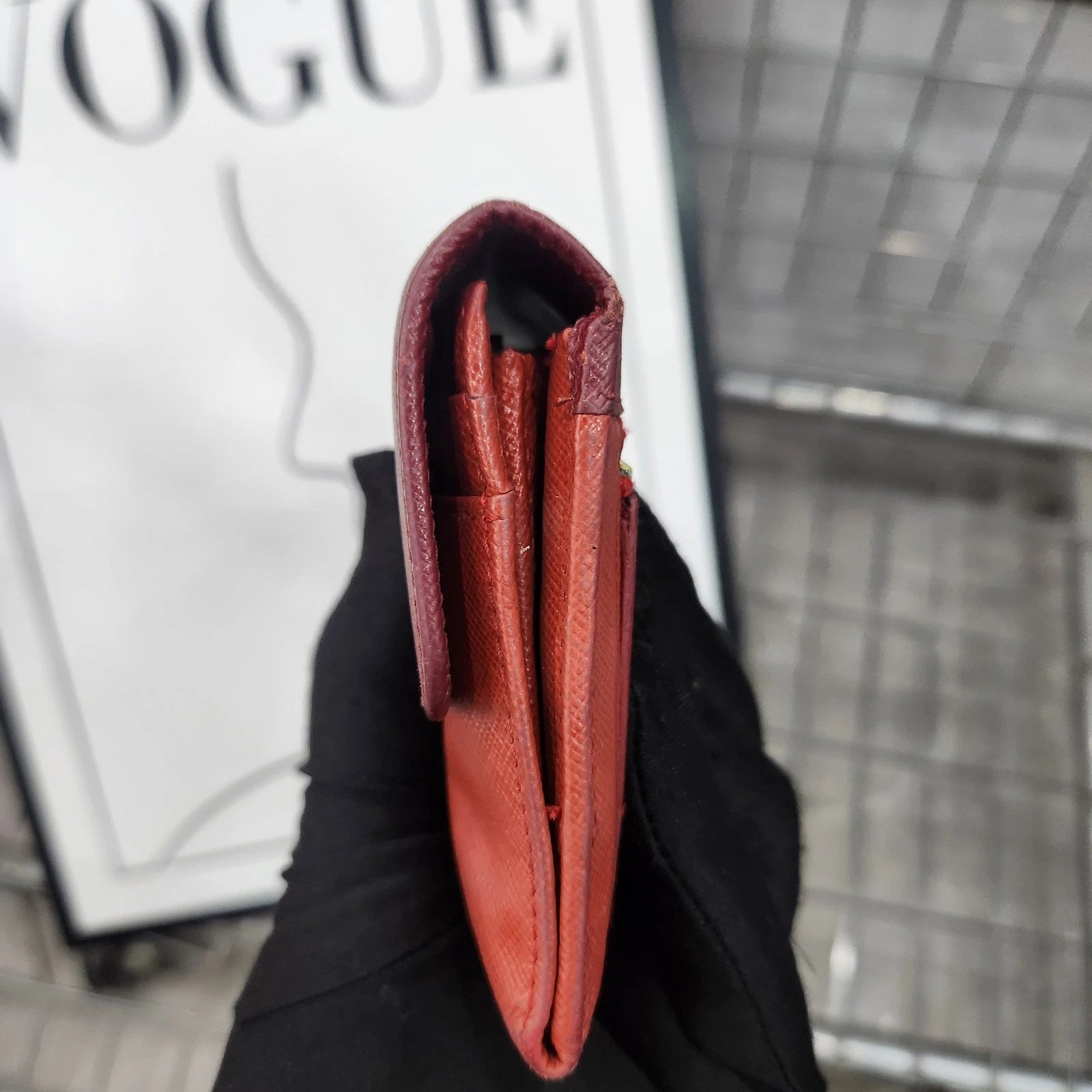 PRADA Women Red Long Wallet Clutch