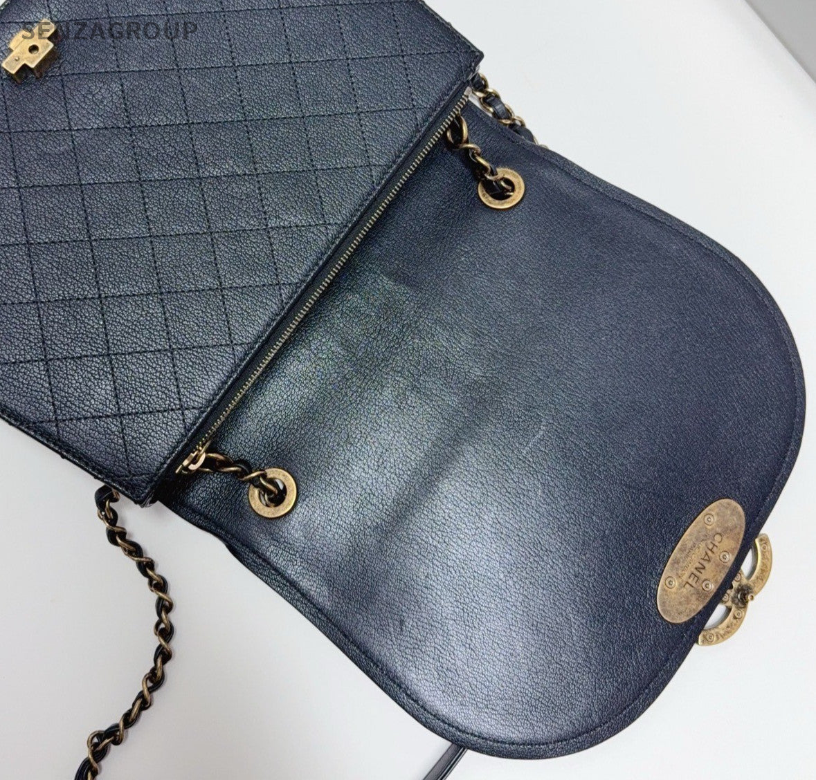 Chanel Cuba 2Way Calfskin Crossbody Shoulder Bag Black Gold Women Classic