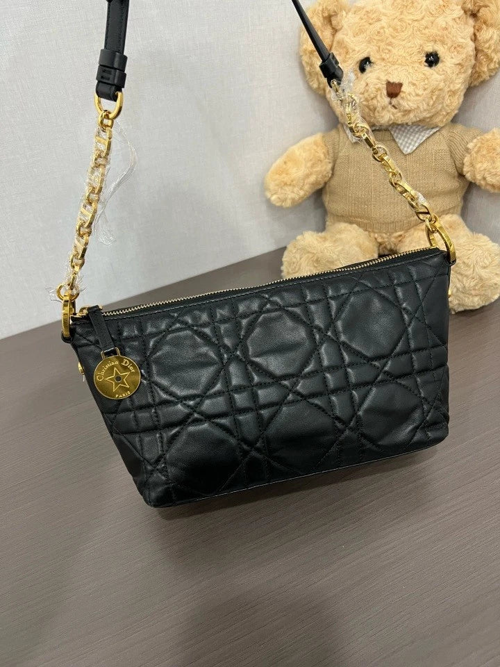Dior Black Gold Lunch Box Shoulder Bag For Women