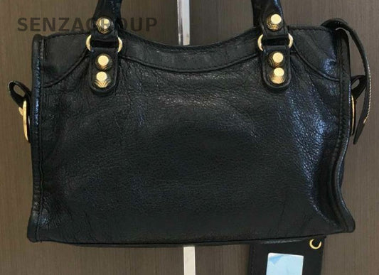 Balenciaga Mini Top Handle Shoulder Bag Crossbody Black Gold Women Classic