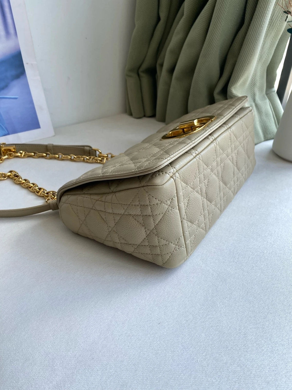 Dior Medium Beige Calfskin Caro Shoulder Crossbody For Women