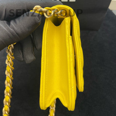 Chanel 22S WOC Yellow Quilted Gold Hardware Shoulder Crossbody Bag
