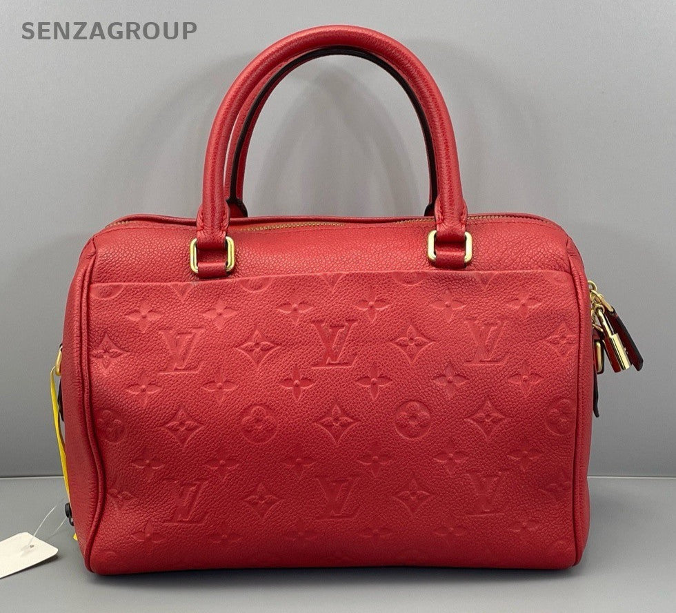 Louis Vuitton Speedy25 Monogram Empreinte Top Handle Bag Crossbody Red Women
