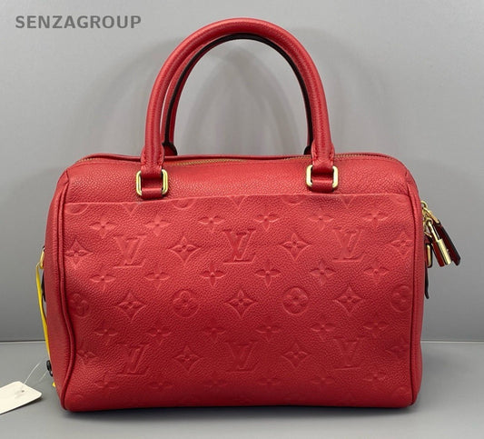 Louis Vuitton Speedy25 Monogram Empreinte Top Handle Bag Crossbody Red Women