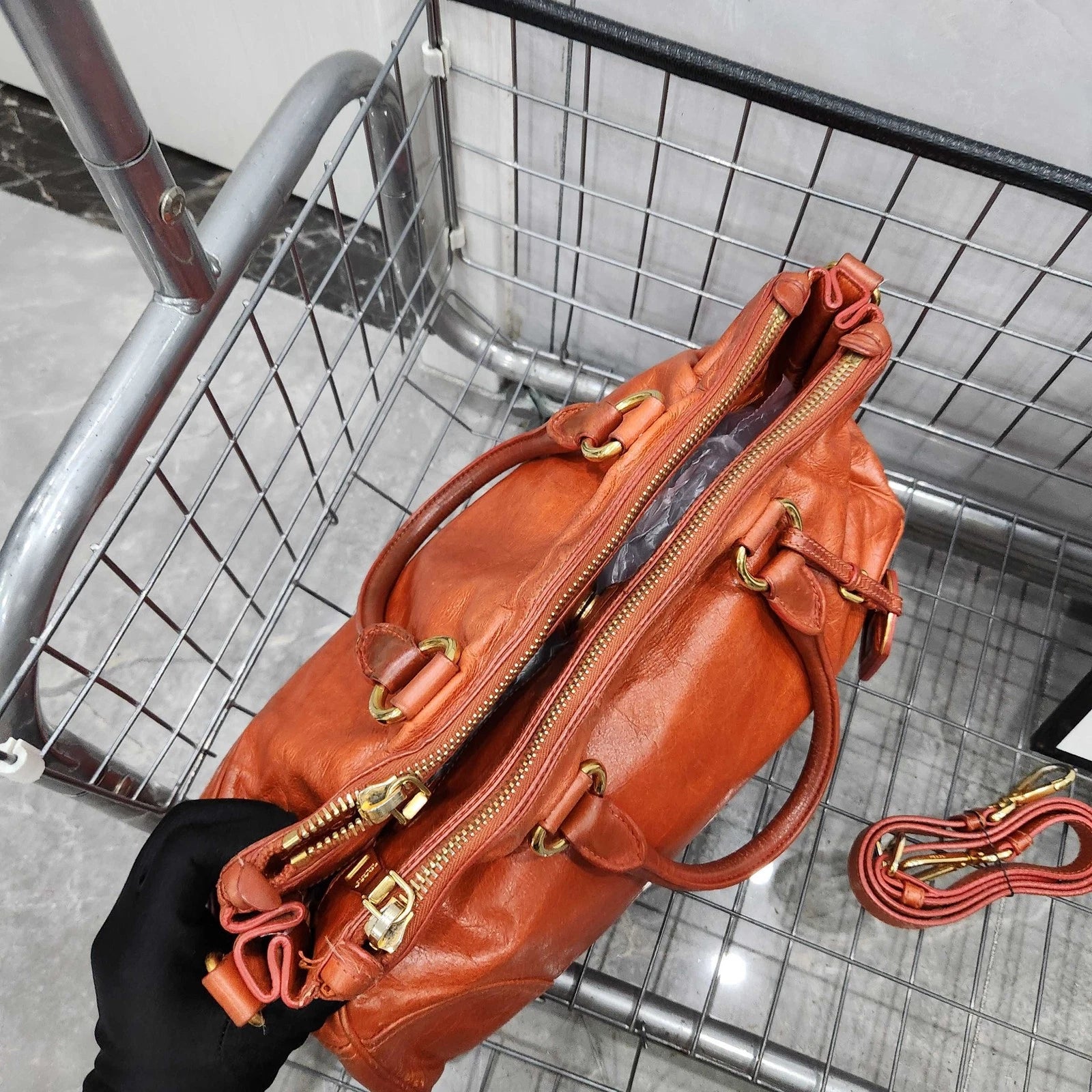 PRADA Orange Tote Handbag Shoulder Crossbody For Women