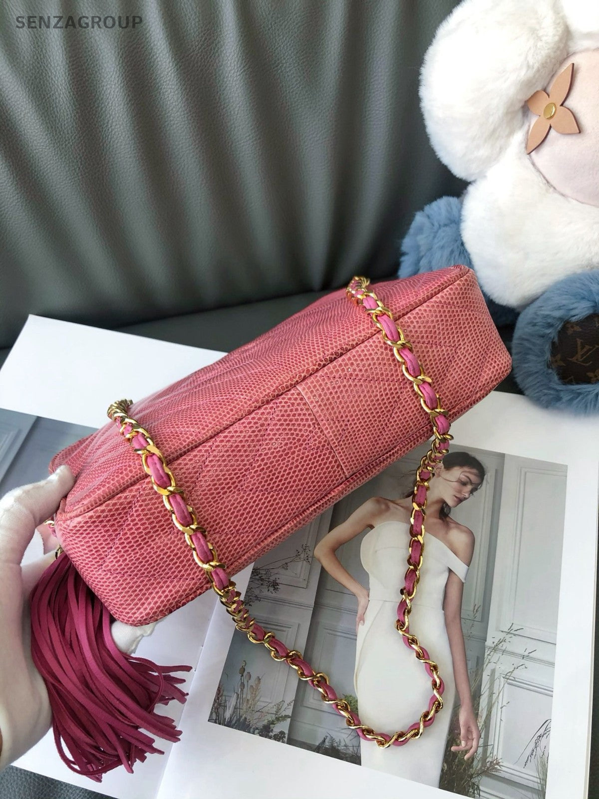 CHANEL Camera bag Lizard skin Chain Shoulder bag Pink Women
