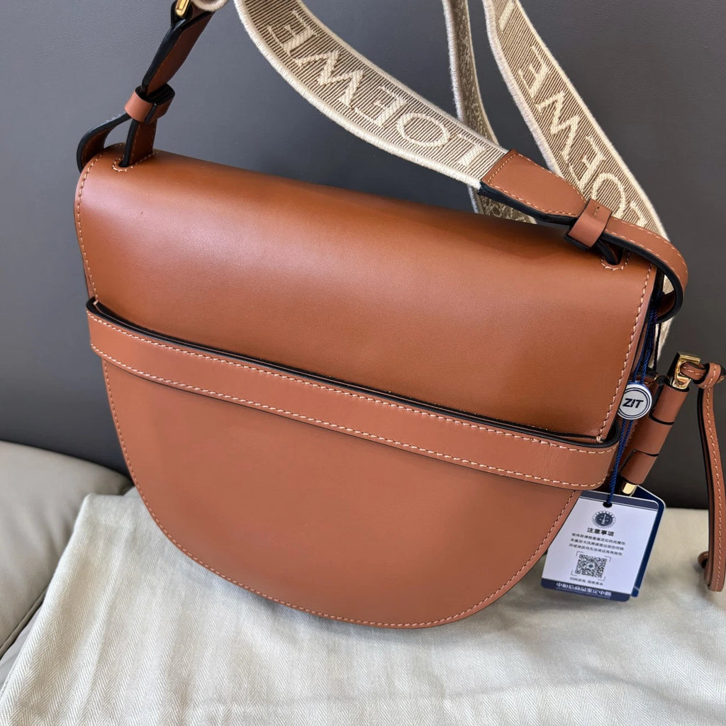 Excellent Loewe Gate PM Brown 2Way Shoulder Bag Crossbody Gold Hardware