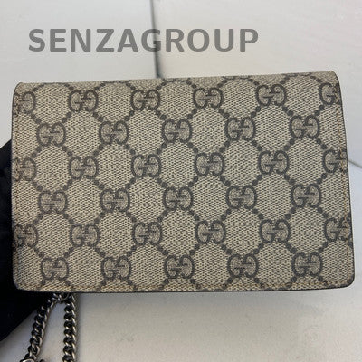 Gucci Mini Dionysus Chain Shoulder Crossbody Bag Brown Silver Women Classic