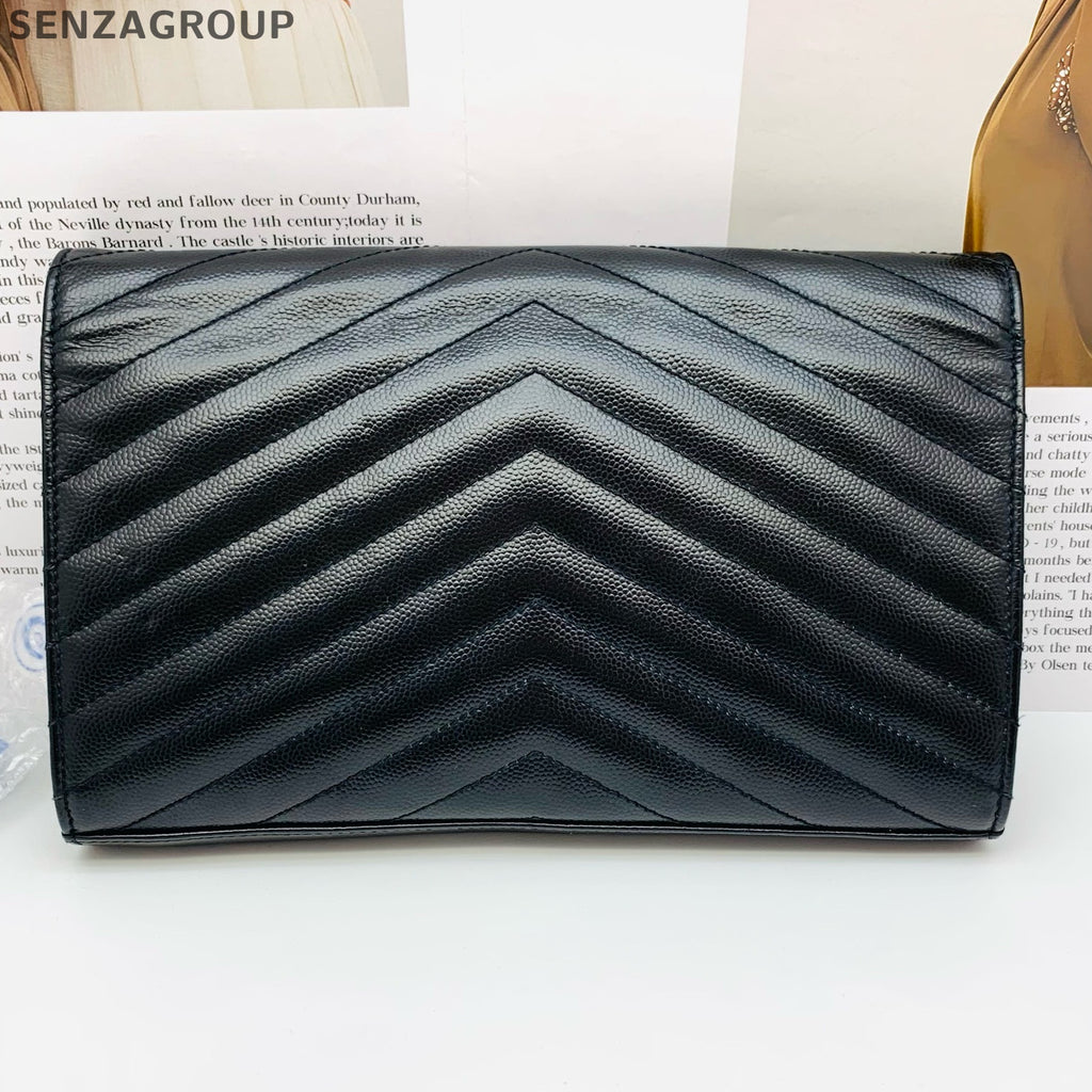 Saint Laurent Mini Envelope Chain Shoulder Crossbody Bag Black Gold