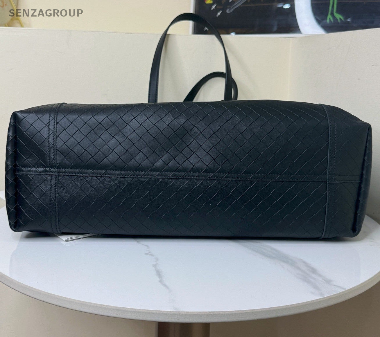 Bottega Veneta Woven Tote Handbag Black Used Women Classic Fashion