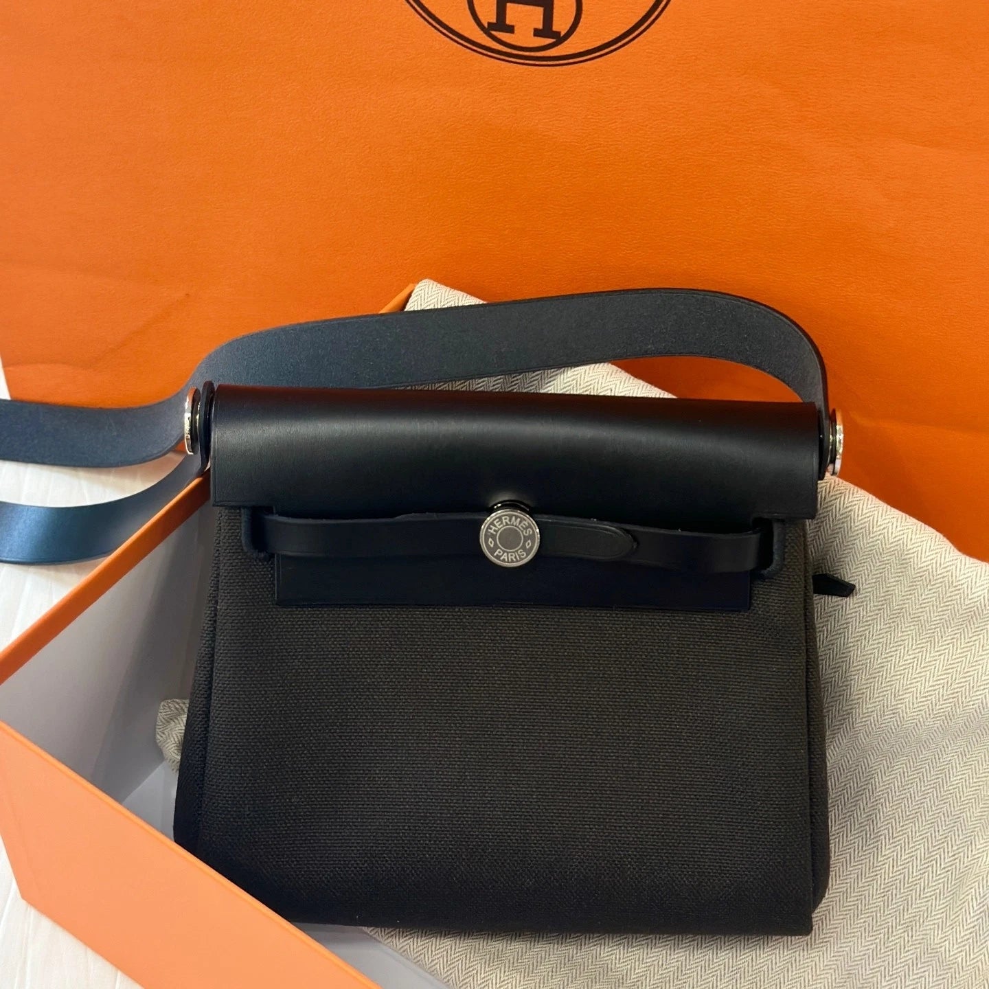 Hermes Bronze &amp; Black Mini Herbag Shoulder Bag For Women