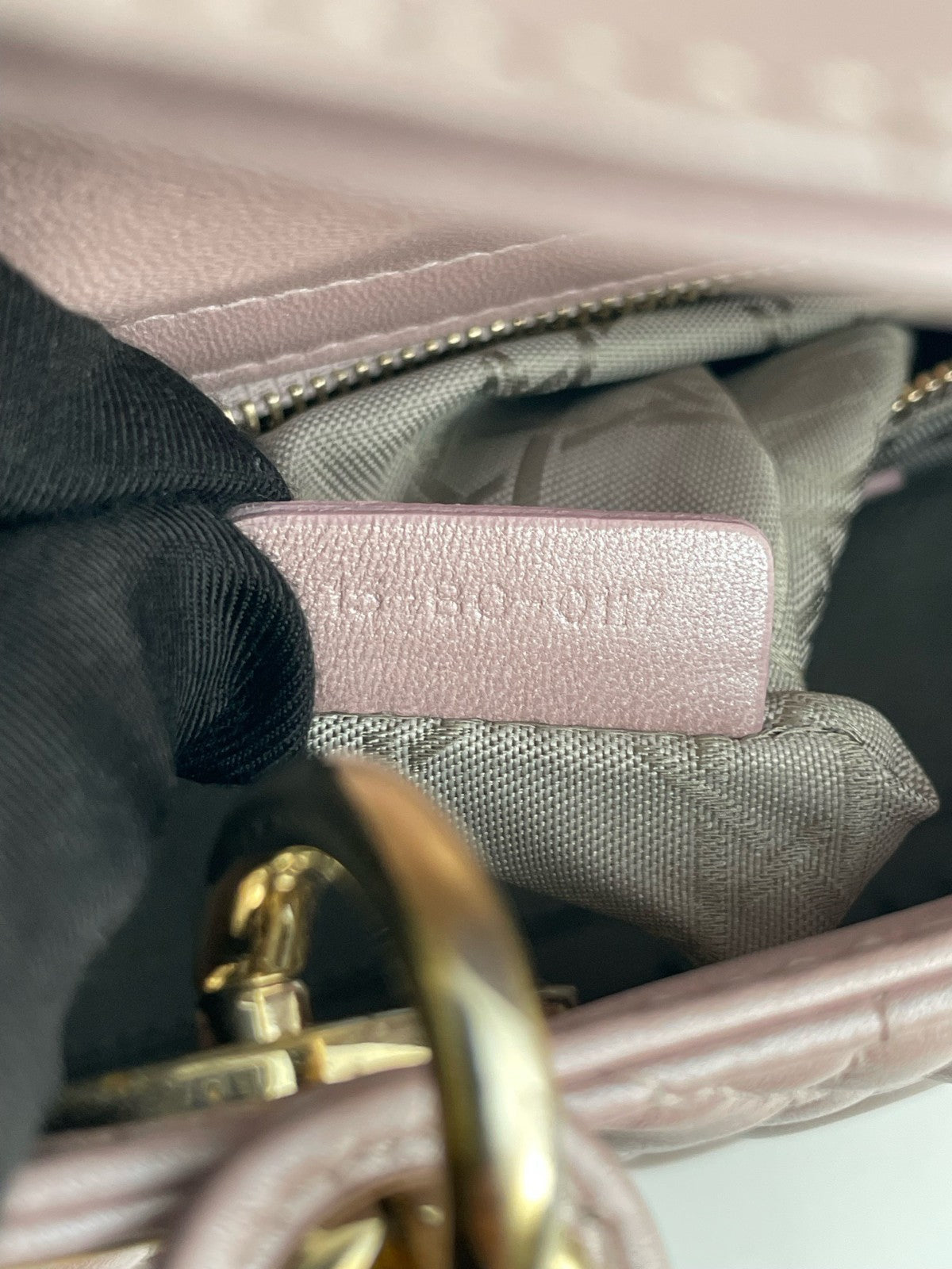 Christian Dior Lady Dior Chain Crossbody Top Handle Bag Pink Gold Women Classic