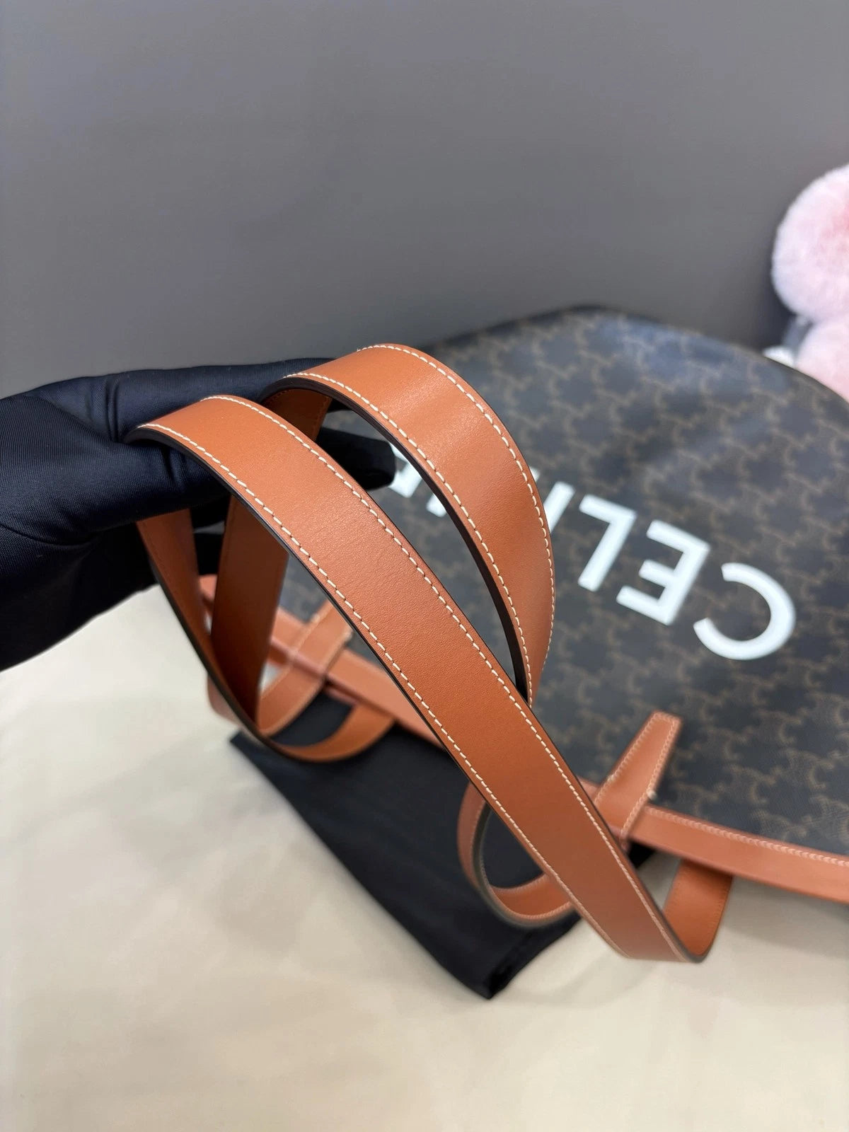 Celine Couffin Tote Shoulder Bag Black Brown Women Classic