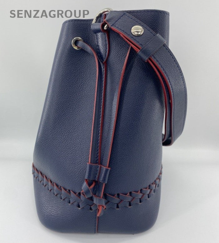 Louis Vuitton Neo Bucket Calfskin Shoulder Bag Blue Red Silver Women Classic