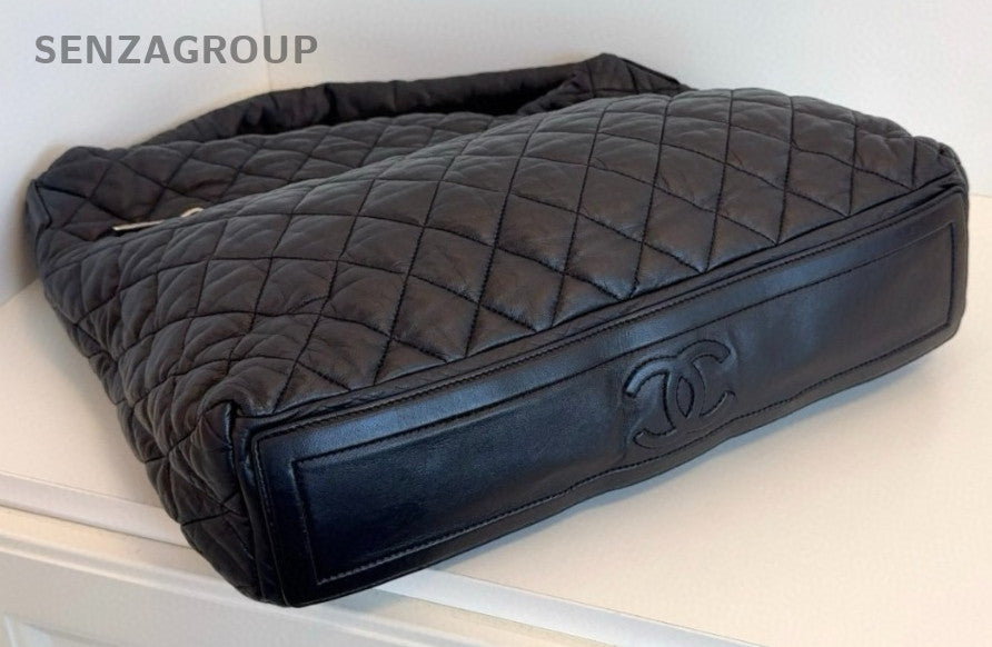 CHANEL SportLine Hobo Diamond pattern Shoulder bag Black