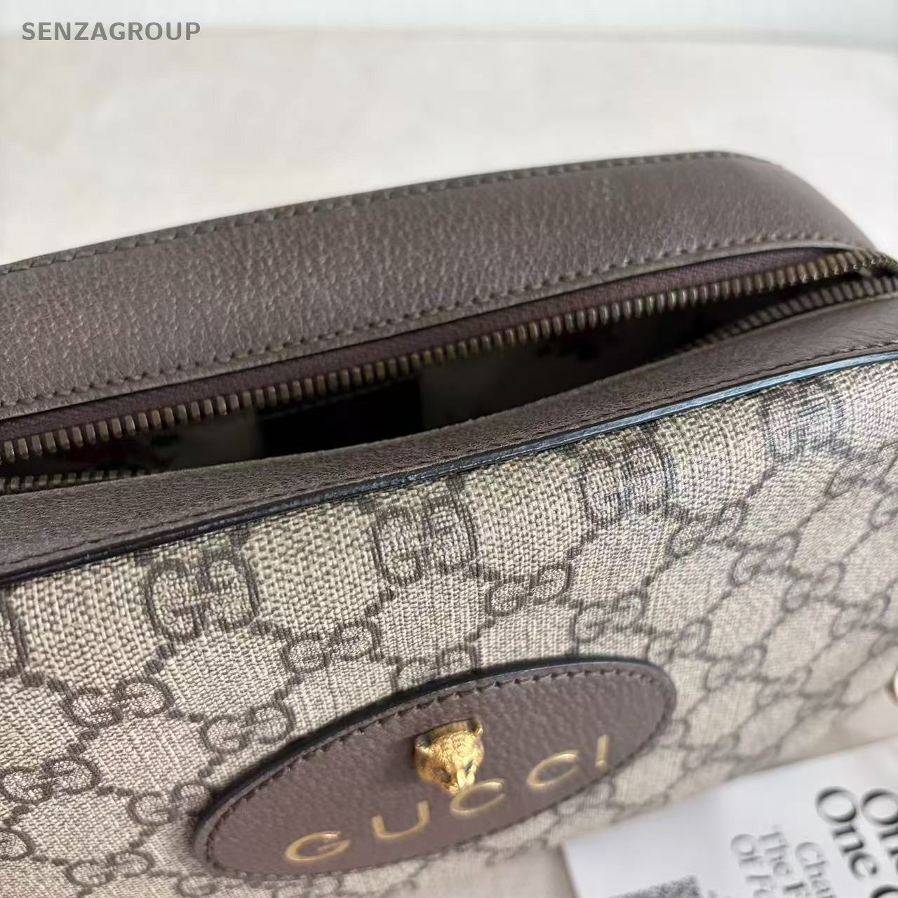 Gucci Tiger Head Camera Ophidia Shoulder Bag Crossbody Brown Gold Women Classic