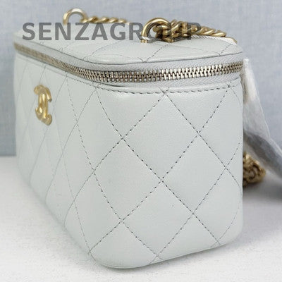 Chanel Camellia Cosmetic Case White Gold Chain Shoulder Crossbody Bag