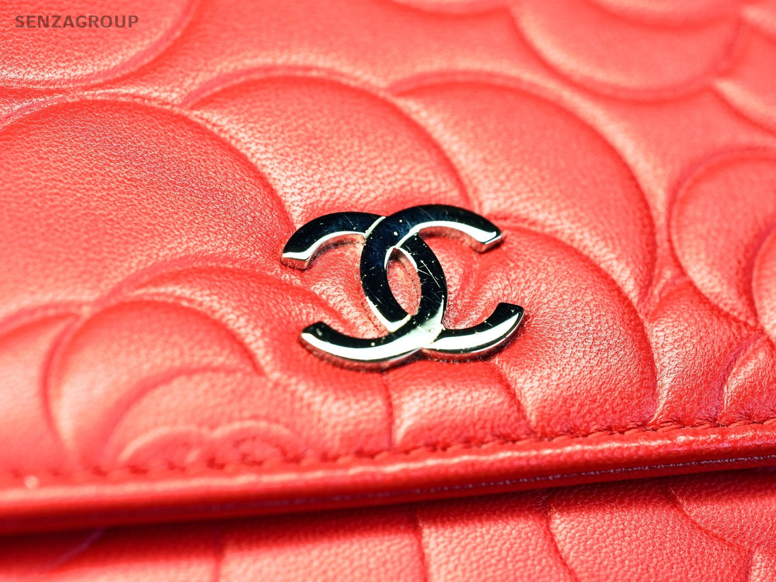 CHANEL Camellia Red wallet WOC Shoulder bag Crossbody Lambskin