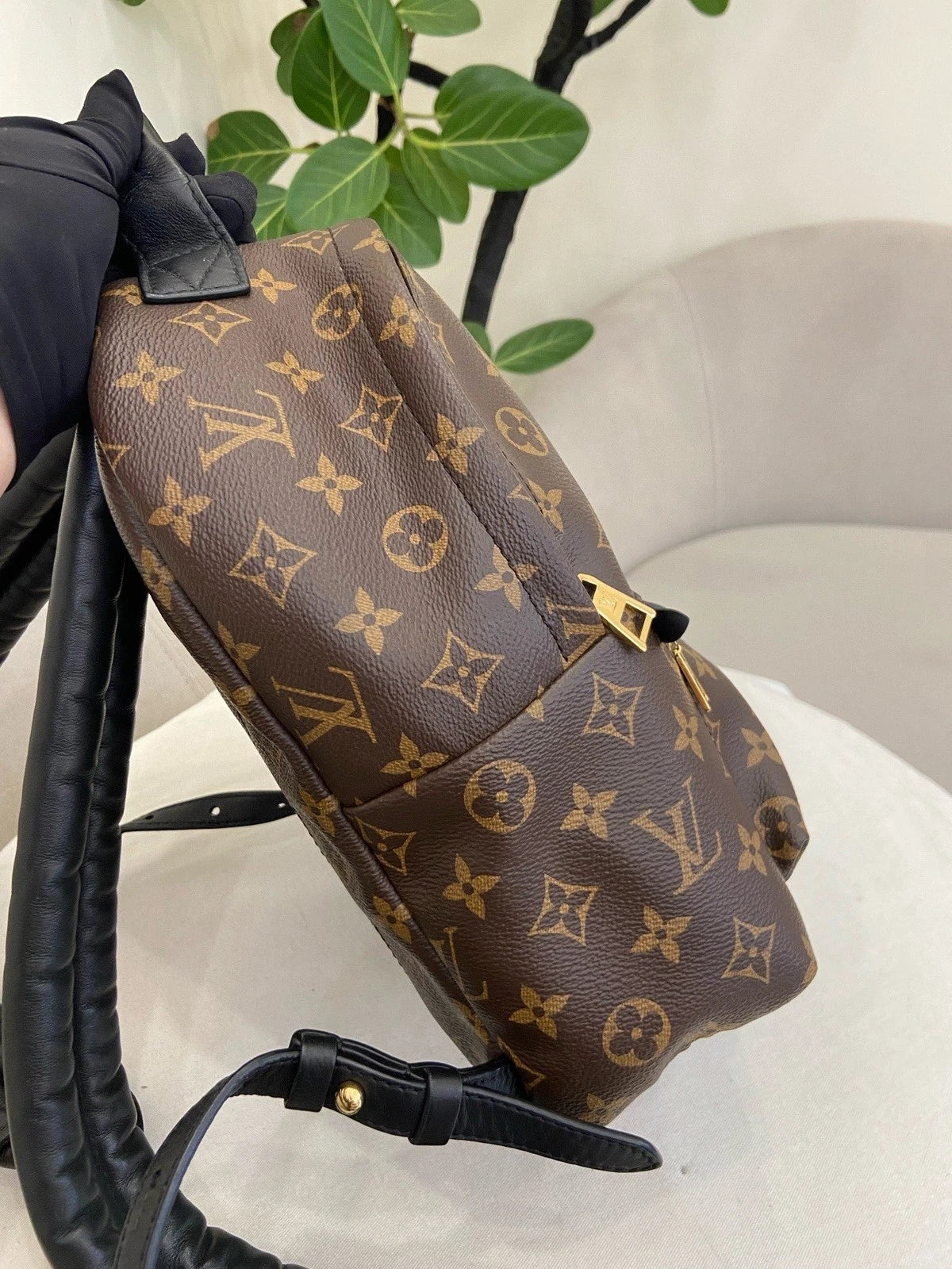 Louis Vuitton Palm Springs PM Monogram Backpack Brown Gold Unisex Adults Classic