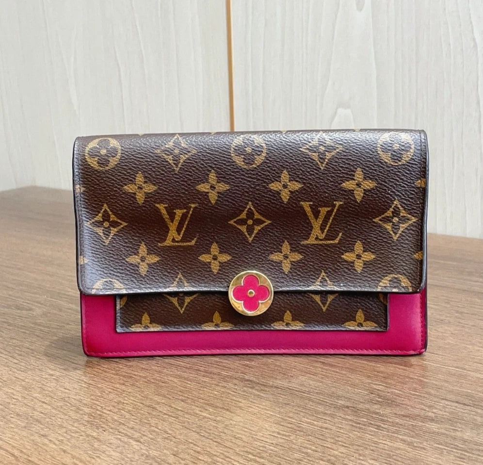 Louis Vuitton Flore WOC Monogram Red Chain Shoulder Bag Women Fashion