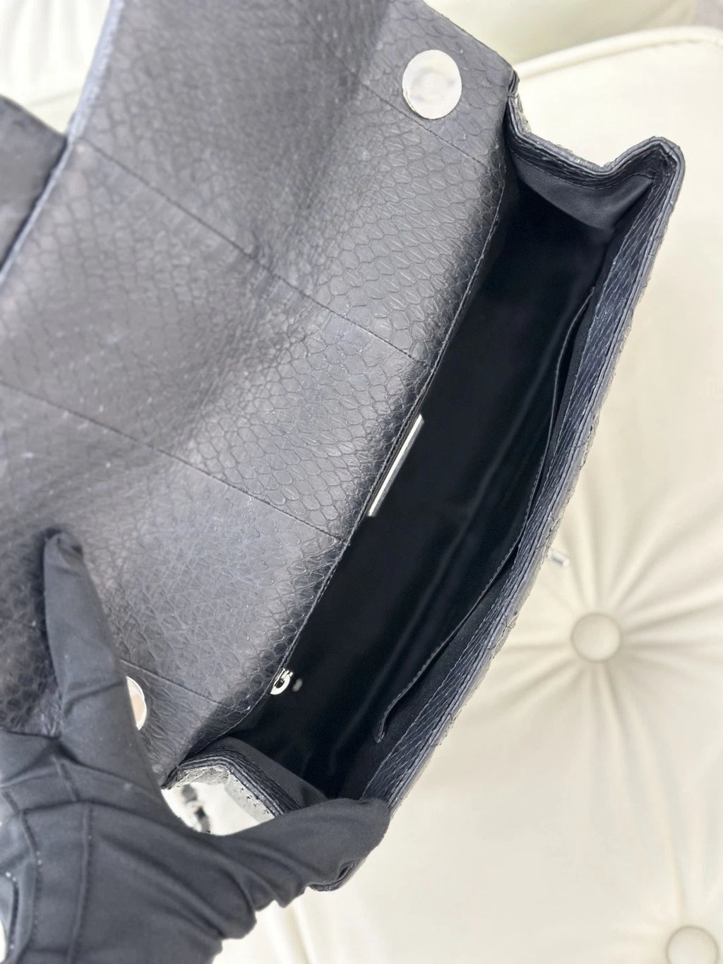 Chanel Classic Flap Jumbo Chain Crossbody Top Handle Bag Black Silver Women