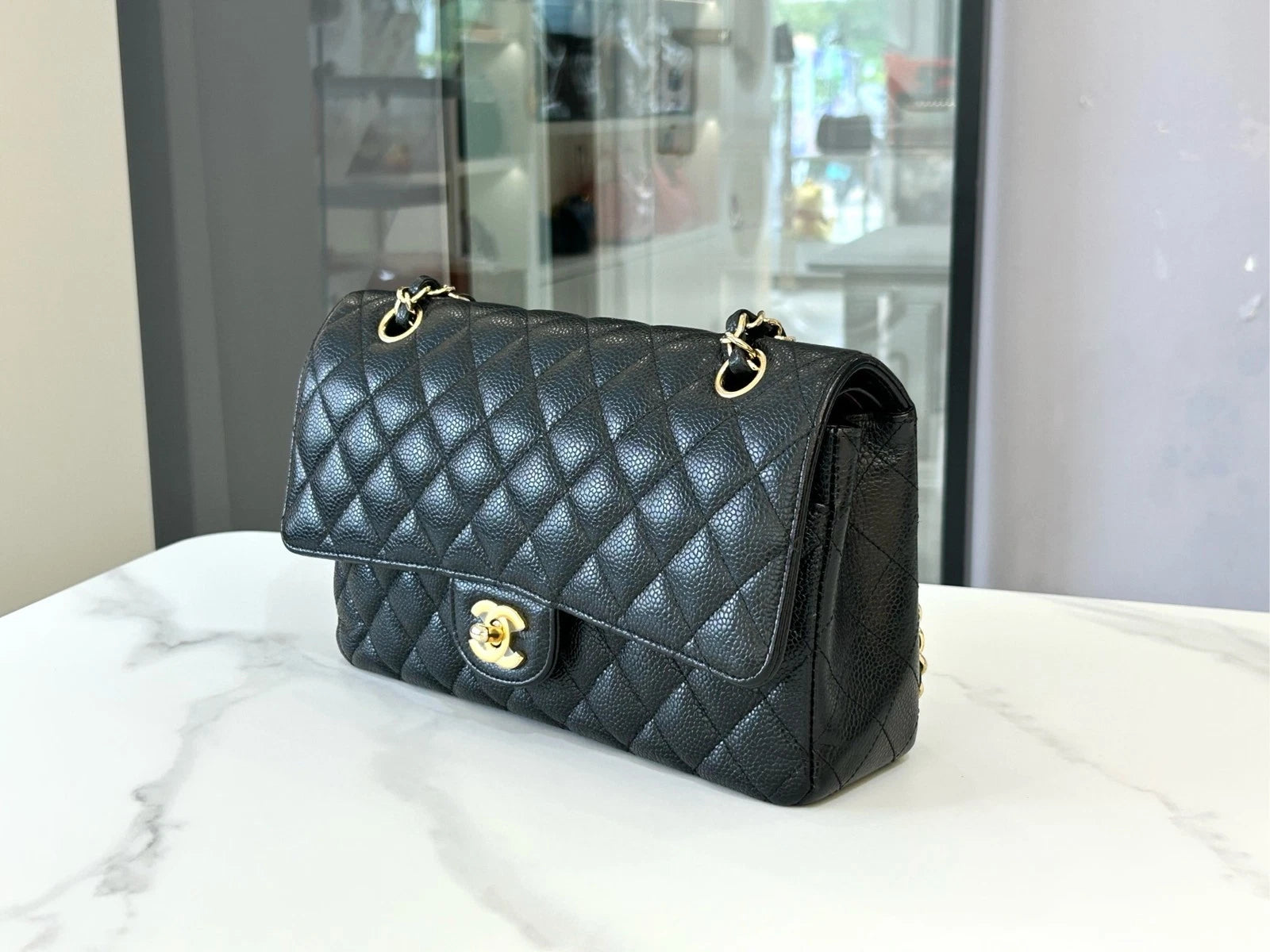 CHANEL Black Leather Medium CF Shoulder Bag For Women