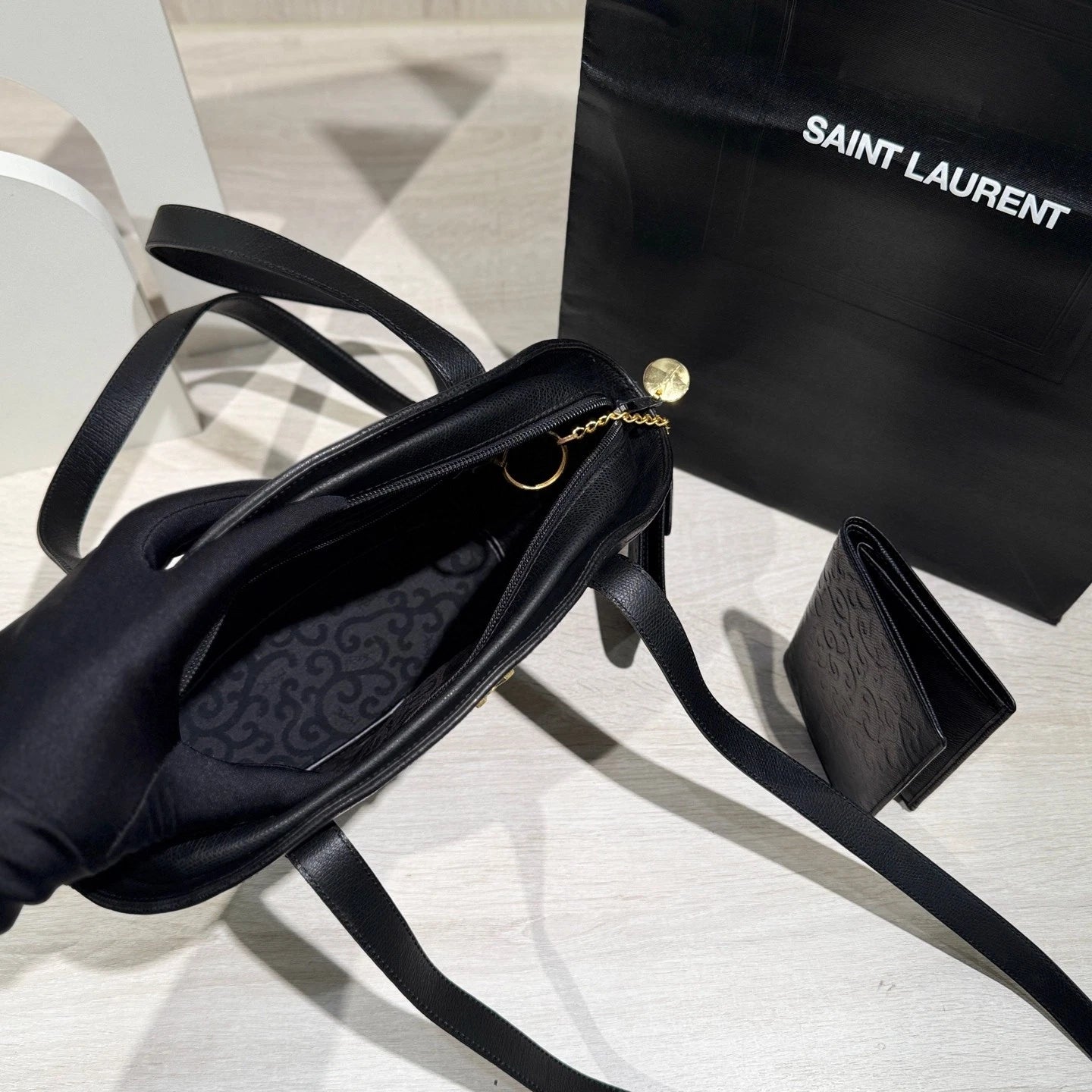 YSL Black Quilted Leather Shoulder Shell Bag For Women