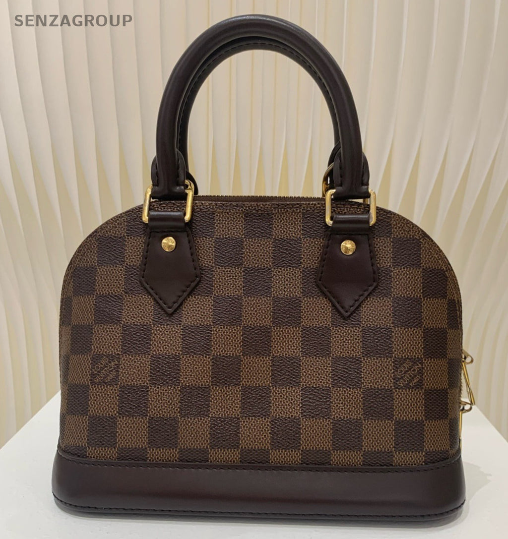 Louis Vuitton Alam BB Top Handle Bag Crossbody Brown Red Gold Women Classic