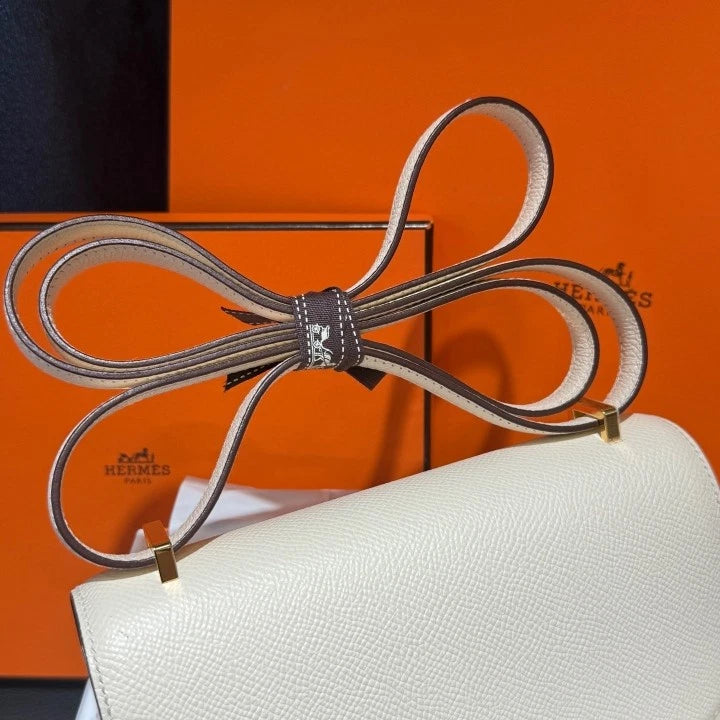 Hermes Constance 19 Epsom Shoulder Crossbody Bag White Gold Hardware Women D