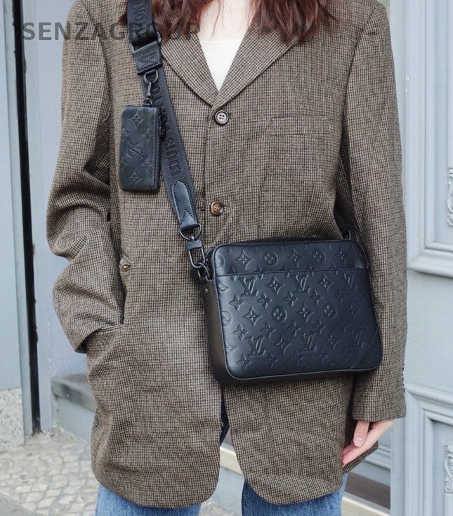 Louis Vuitton Trio Monogram Empreinte Messenger Bag Crossbody Black Unisex