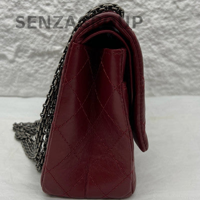 Chanel Vintage Calfskin Red Silver Medium Single Shoulder Chain Bag Quilted