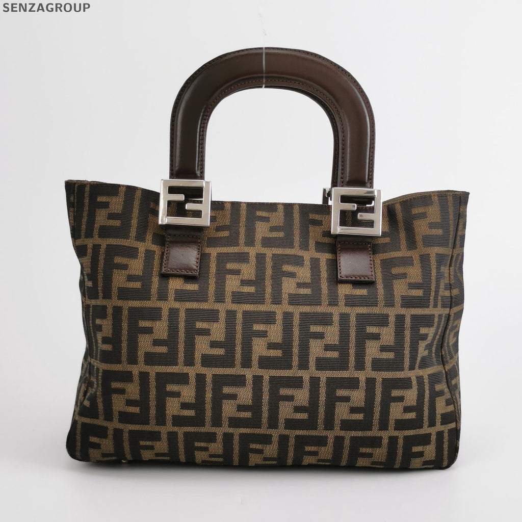 Fendi Monogram Tote Bag Brown Silver Hardware Women's Classic