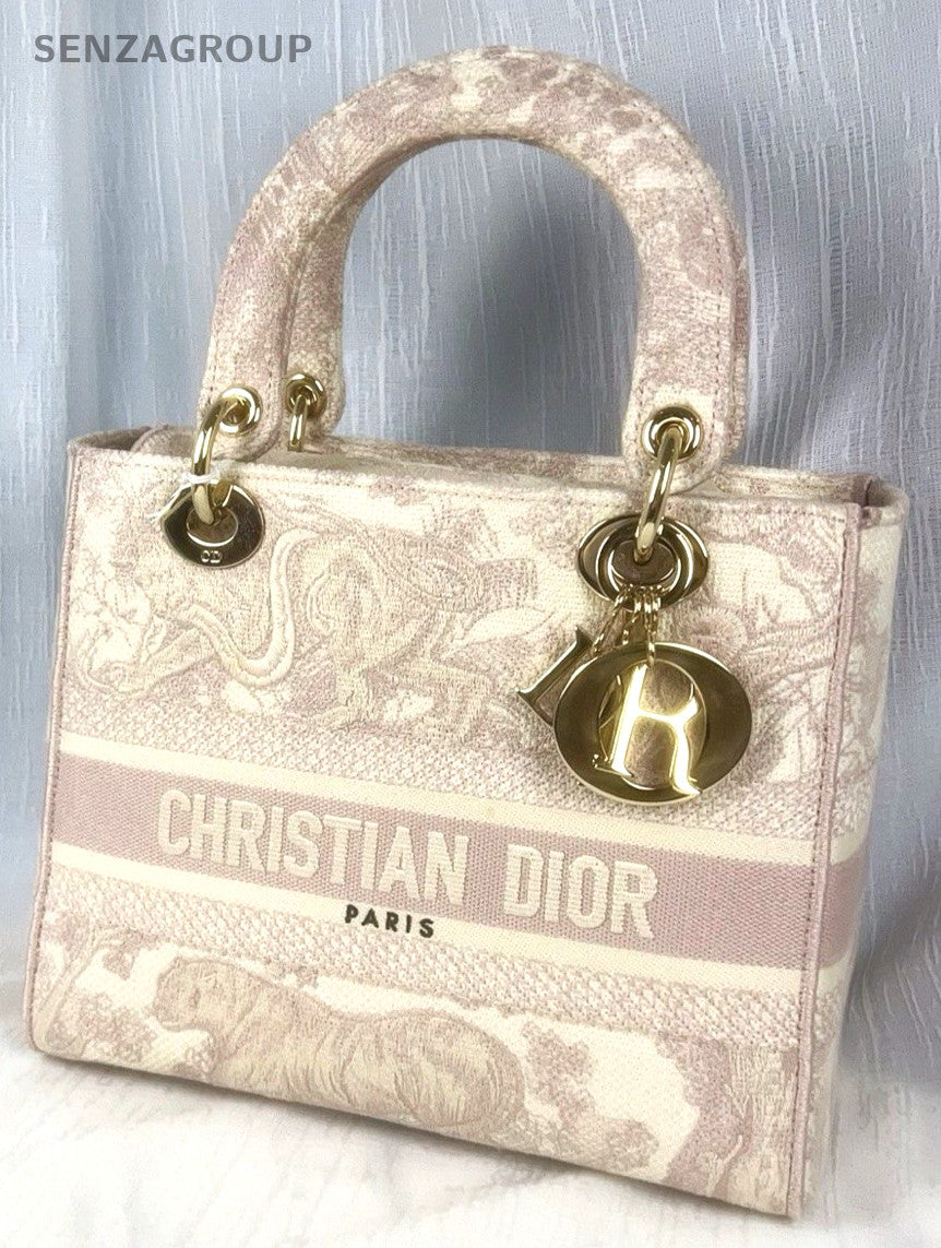 Christian Dior Lady D-Lite Zoo pattern Top Handle 2way Shoulder bag Women Pink