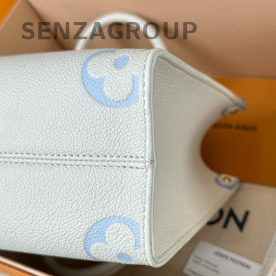 Louis Vuitton OnTheGo PM Blue White Handbag Women Fashion Tote Bag