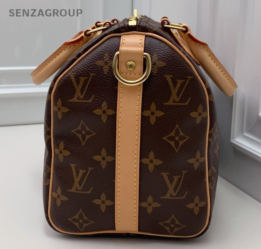 Louis Vuitton Speedy25 Monogram Top Handle Bag Crossbody Women Brown Gold