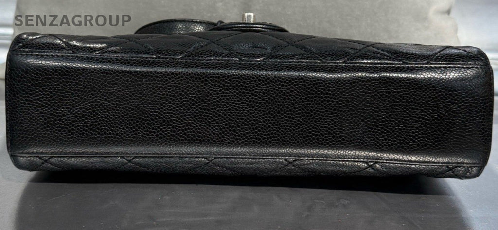 Chanel Classic Flap PM Calfskin Chain Shoulder Bag Black Silver Women Diamond