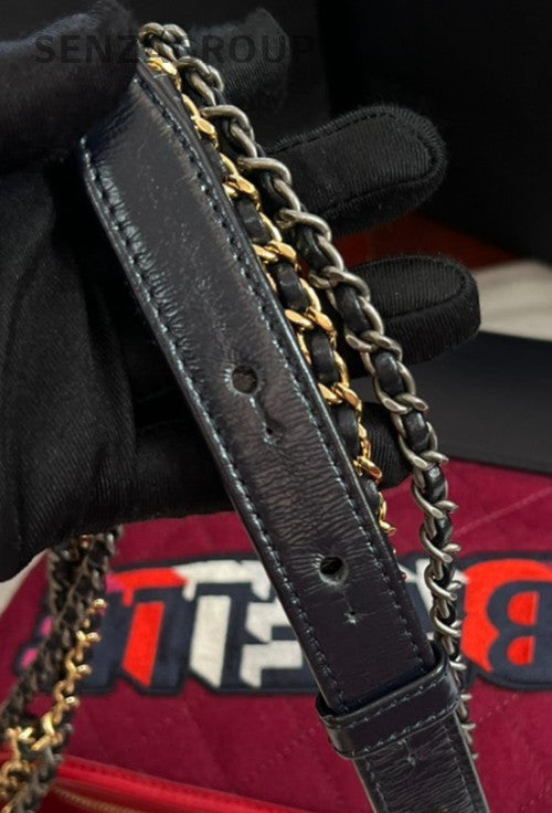 Chanel Gabrielle MM Chain Shoulder Bag Gold Silver Hardware Used Women Classic