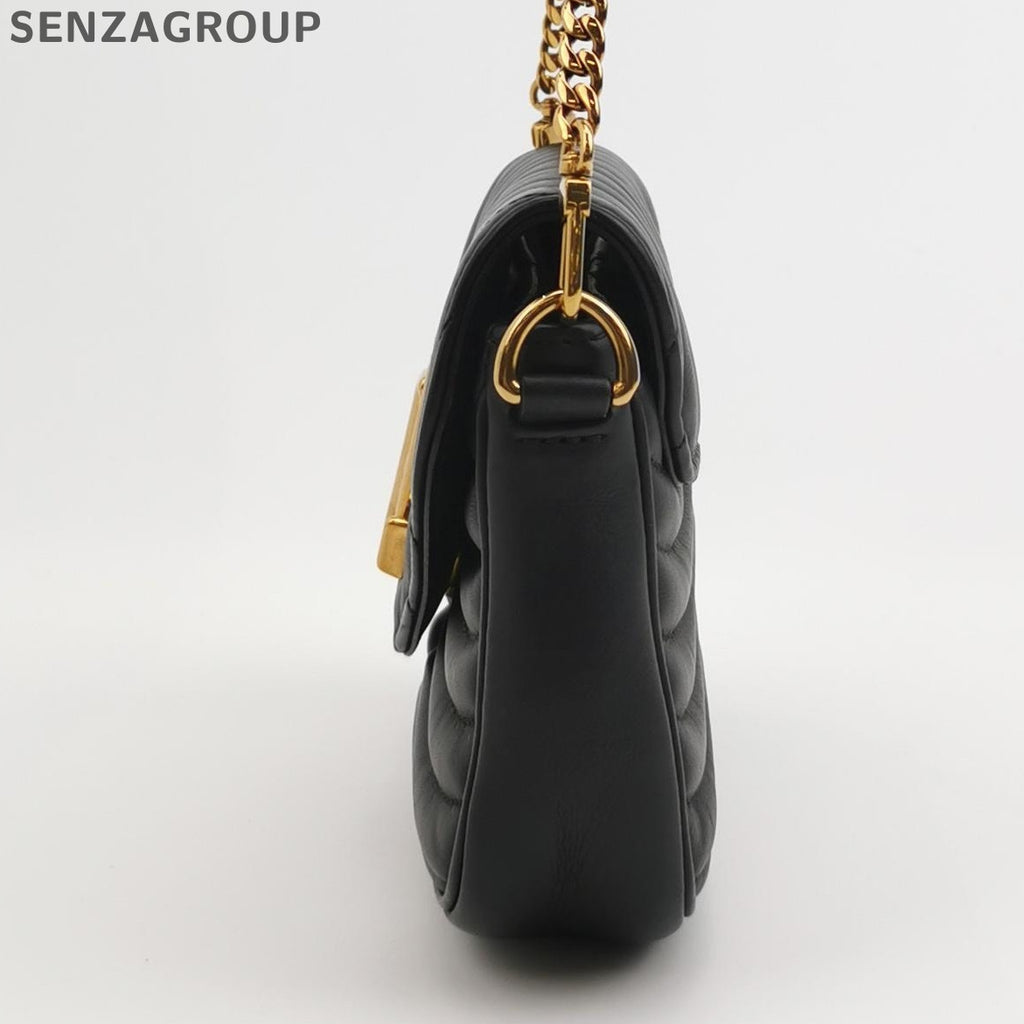 Louis Vuitton New Wave Chain Shoulder Crossbody Bag Black Gold