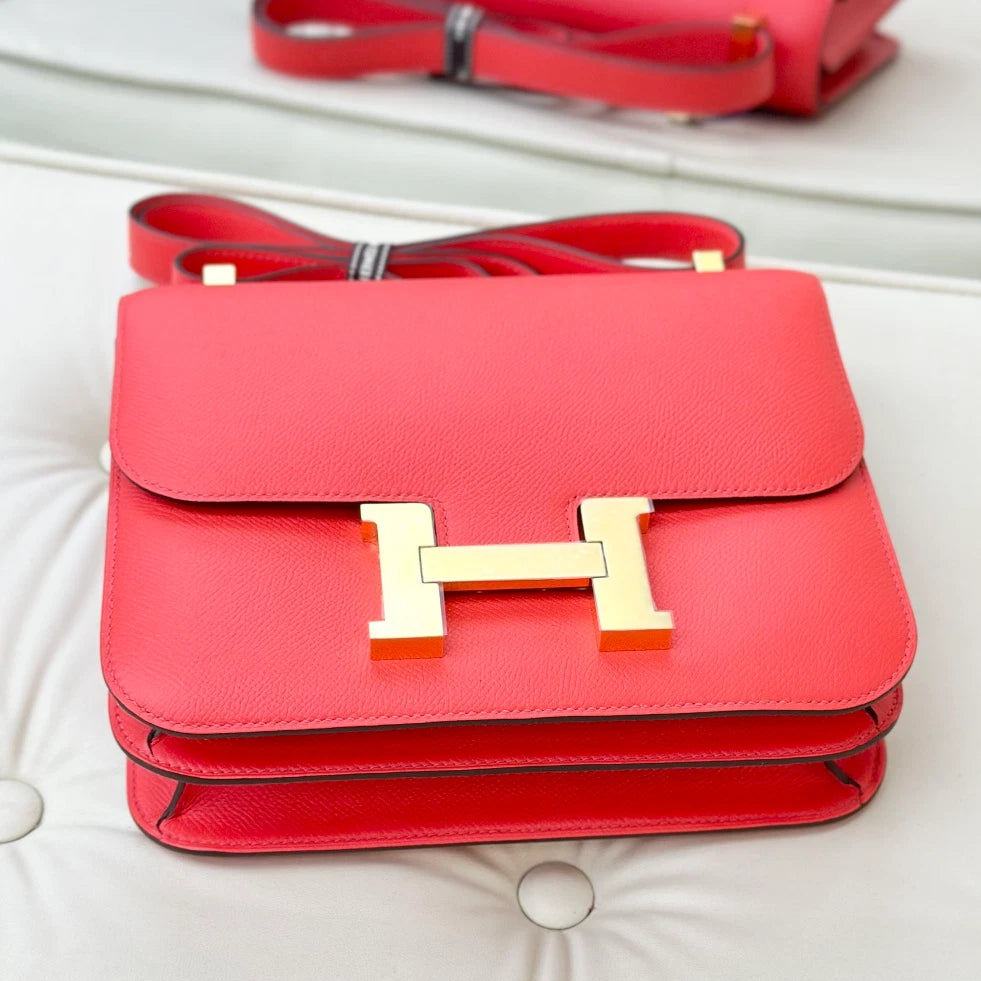 Hermes Constance 24 Epsom Shoulder Crossbody Bag Red Gold Women S