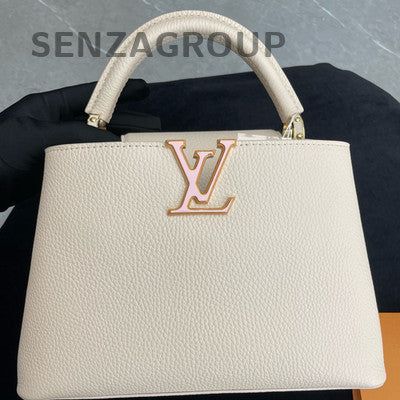 Louis Vuitton Capucines MM Bag Beige Gold Hardware Small Tote