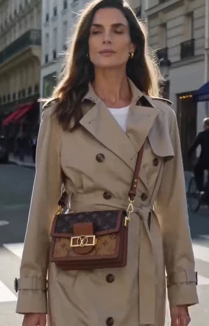 Louis Vuitton Dauphine PM Shoulder Bag Crossbody Brown Gold Excellent