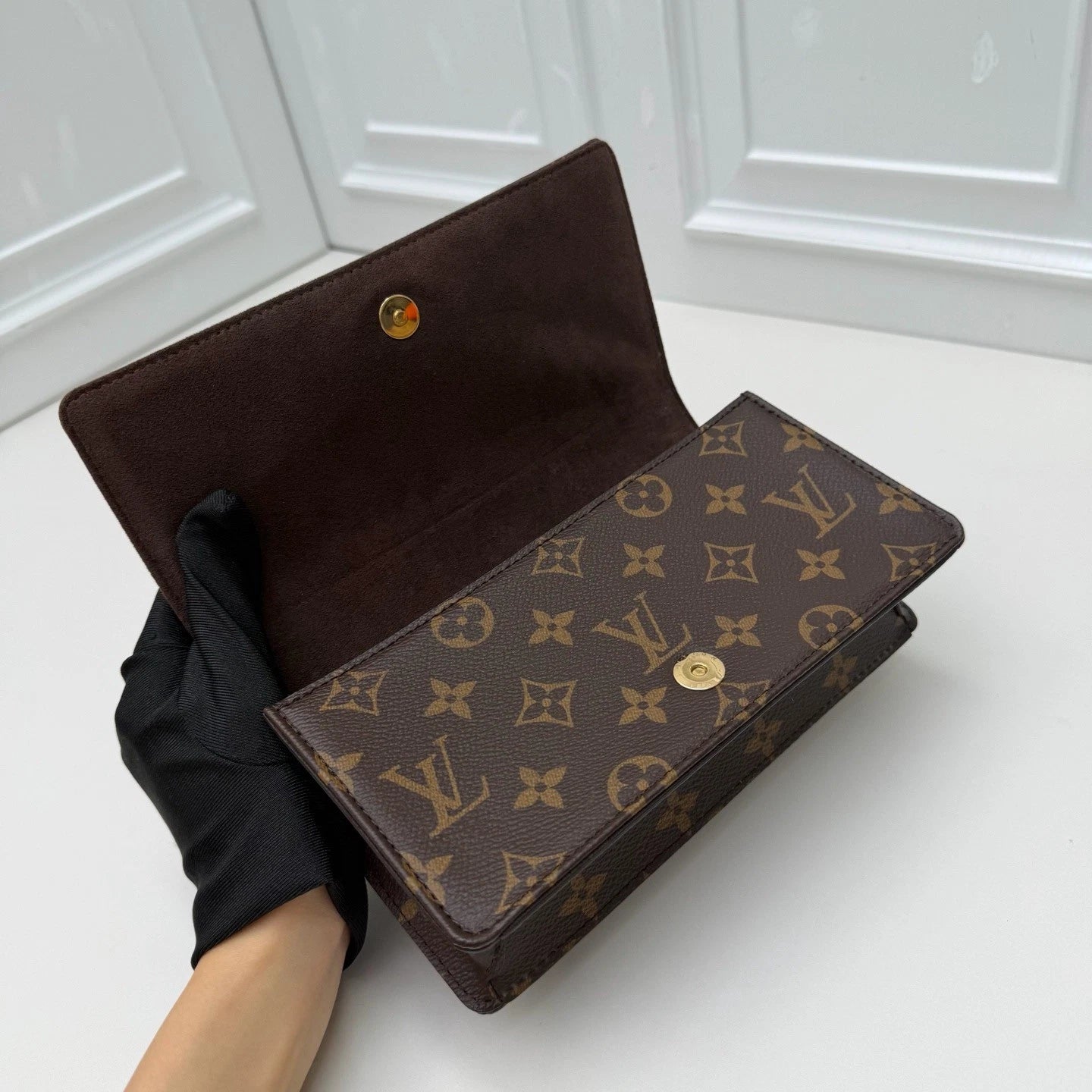 Louis Vuitton Lily WOC Monogram Chain Shoulder Crossbody Bag Brown Women