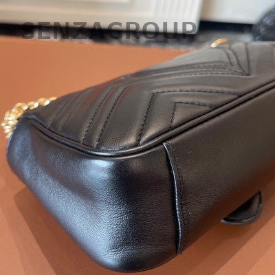 Gucci Marmont 22 Black Gold Chain Shoulder Crossbody Bag Classic Fashion