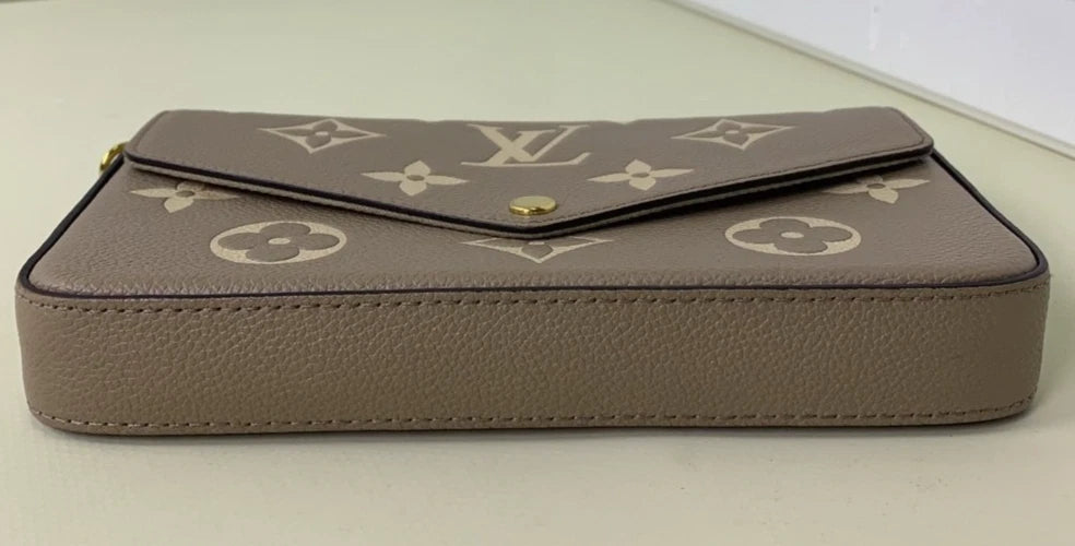 Louis Vuitton Félicie Pochette Elephant Gray Chain Strap Crossbody Bag - Pre-Owned