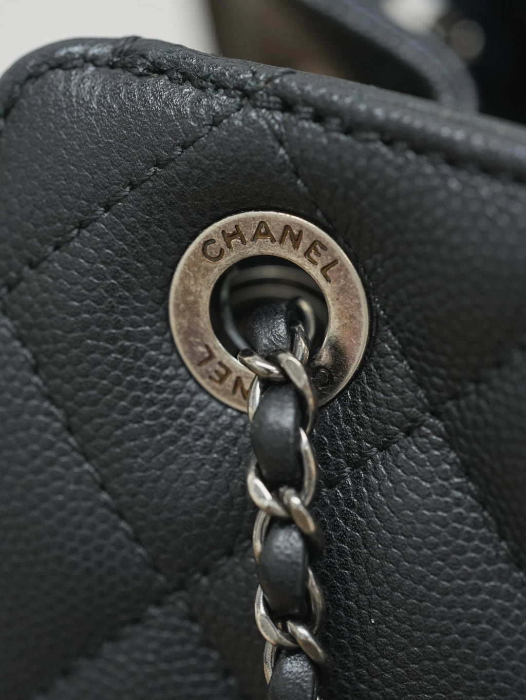 CHANEL CC Top Handle Diamond pattern Chain Shoulder Bag Black Silver - Pre-Owned