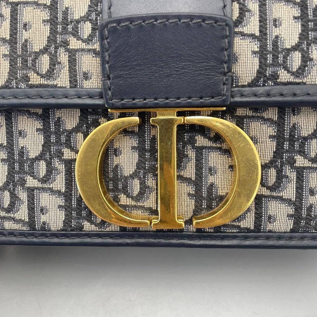 Pre-owned Dior Canvas Montaigne 30 Medium Shoulder Bag For Women Blue