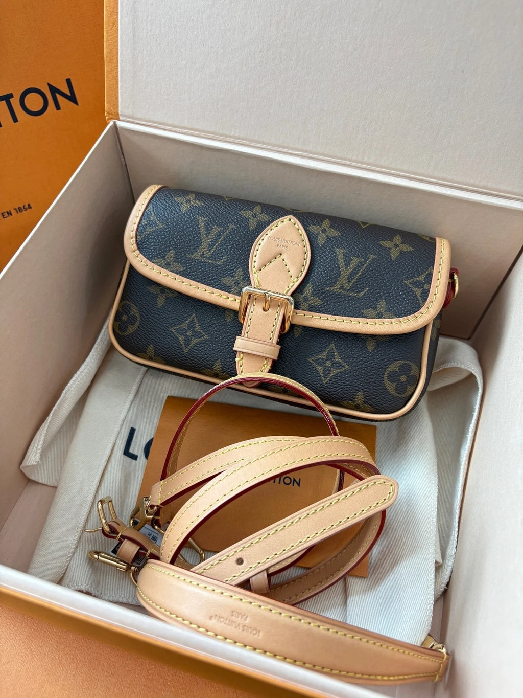 Louis Vuitton Nano Baguette Monogram Canvas Shoulder Bag Women